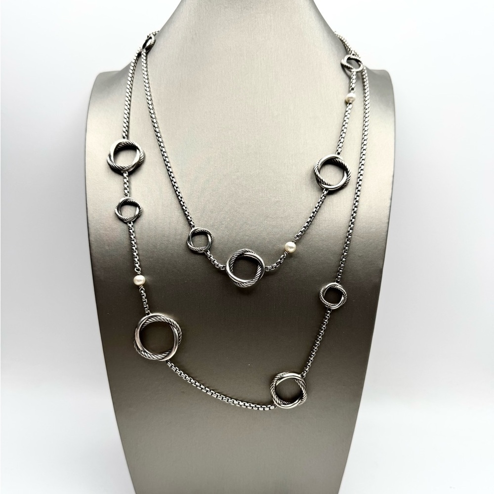 David Yurman Infinity Station Chain Necklace With Pearls